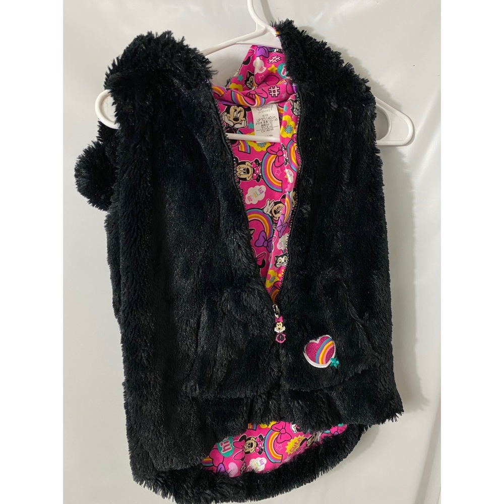 Disney Girl’s Minnie Mouse Vest Faux Fur Sz 9/10